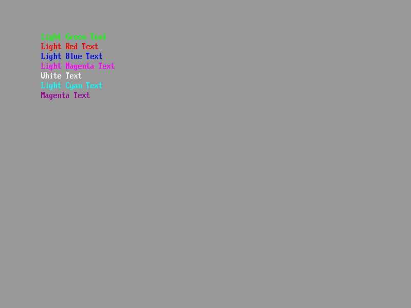 图2.2程序显示的彩色字符